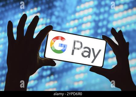 Februar 2024, Brasilien. In dieser Abbildung wird das Google Pay-Logo auf einem Smartphone-Bildschirm angezeigt Stockfoto