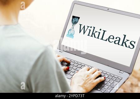 20. Mai 2024, Brasilien. In dieser Abbildung wird das WikiLeaks-Logo auf einem Laptop-Bildschirm angezeigt Stockfoto