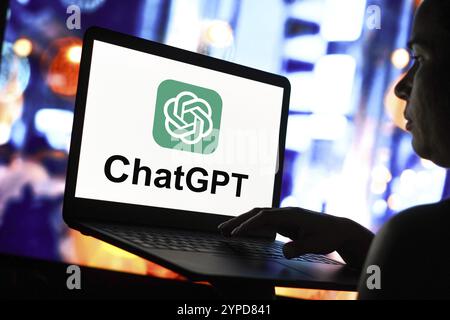 April 2024, Brasilien. In dieser Abbildung wird das ChatGPT-Logo auf einem Laptop-Bildschirm angezeigt Stockfoto