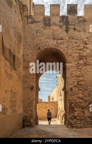 Die Alcazaba von Badajoz, eine arabische Festung, eine christliche spätmittelalterliche Burg und Zitadelle, die 875 erbaut wurde, Extremadura, Spanien, Europa Stockfoto