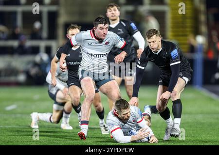 Newcastle upon Tyne, Großbritannien. November 2024. Allgemeine Maßnahmen während des Gallagher Premiership Rugby-Spiels zwischen Newcastle Falcons und Saracens im Kingston Park, Newcastle upon Tyne, Großbritannien am 29. November 2024. Foto von Stuart Leggett. Nur redaktionelle Verwendung, Lizenz für kommerzielle Nutzung erforderlich. Keine Verwendung bei Wetten, Spielen oder Publikationen eines einzelnen Clubs/einer Liga/eines Spielers. Quelle: UK Sports Pics Ltd/Alamy Live News Stockfoto