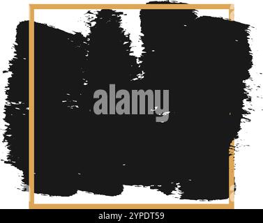 Kräftige schwarze Pinselstriche mit goldenem Rand sorgen für einen auffälligen Kontrast auf einem sauberen weißen Hintergrund und verleihen jedem Design einen Hauch moderner Kunst Stock Vektor
