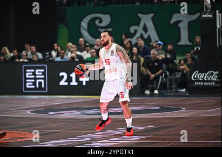 55 Mike James von AS Monaco spielt während des 12. Runde-Spiel zwischen Panathinaikos AKTOR Athen und AS Monaco in der OAKA Altion Arena in Athen, Griechenland, am 29. November 2024. Stockfoto