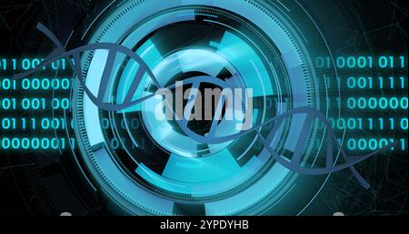 DNA-Strang- und Binärcodierung, Bild der wissenschaftlichen Datenverarbeitung Stockfoto