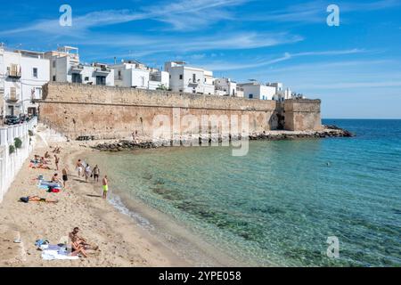 MONOPOLI, ITALIEN - 13. MAI 2024: Panoramablick auf die Altstadt von Monopoli, Region Apulien, Italien Stockfoto