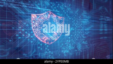 Abbildung der Datenverarbeitung über Schildsymbolen Stockfoto