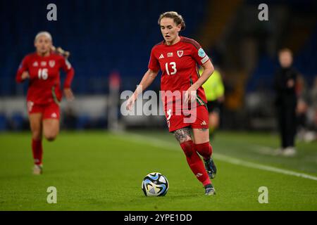 CARDIFF, GROSSBRITANNIEN. November 2024. Wales' Rachel Rowe während des Spiels der Frauen-Europameisterschaft 2025 - WEQ Play-offs Runde 2 im Cardiff City Stadium am 29. November 2024. (Bild von Ashley Crowden/FAW) Credit: Football Association of Wales/Alamy Live News Stockfoto
