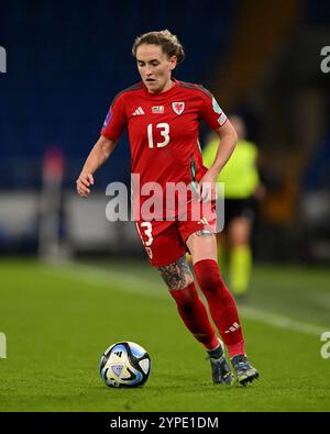CARDIFF, GROSSBRITANNIEN. November 2024. Wales' Rachel Rowe während des Spiels der Frauen-Europameisterschaft 2025 - WEQ Play-offs Runde 2 im Cardiff City Stadium am 29. November 2024. (Bild von Ashley Crowden/FAW) Credit: Football Association of Wales/Alamy Live News Stockfoto