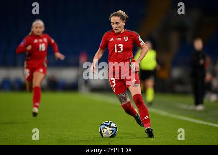CARDIFF, GROSSBRITANNIEN. November 2024. Wales' Rachel Rowe während des Spiels der Frauen-Europameisterschaft 2025 - WEQ Play-offs Runde 2 im Cardiff City Stadium am 29. November 2024. (Bild von Ashley Crowden/FAW) Credit: Football Association of Wales/Alamy Live News Stockfoto