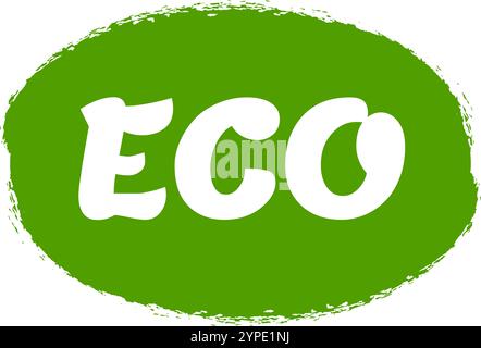 Die weiße Aufschrift ECO steht auf einem grünen, abgerundeten Hintergrund für umweltfreundliche Produkte und für die ökologische Nachhaltigkeit Stock Vektor