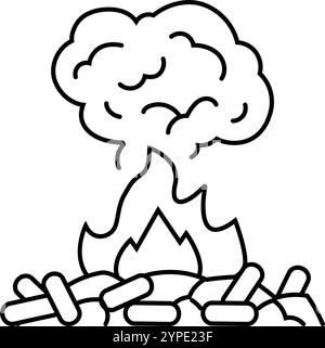 Emissionen Holz Pellets Linie Symbol Vektor Illustration Stock Vektor