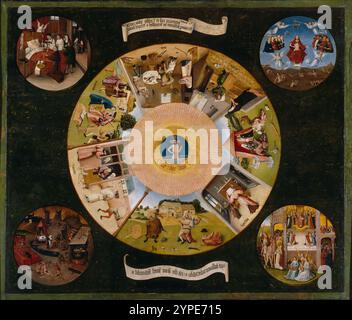 Hieronymus Bosch - die sieben Todsünden und die vier letzten Dinge Stockfoto