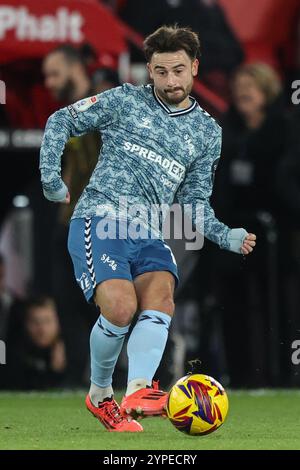 Sheffield, Großbritannien. November 2024 30. Patrick Roberts von Sunderland während des Sky Bet Championship Matches Sheffield United vs Sunderland in der Bramall Lane, Sheffield, Vereinigtes Königreich, 29. November 2024 (Foto: Alfie Cosgrove/News Images) in Sheffield, Vereinigtes Königreich am 30.2024. (Foto: Alfie Cosgrove/News Images/SIPA USA) Credit: SIPA USA/Alamy Live News Stockfoto