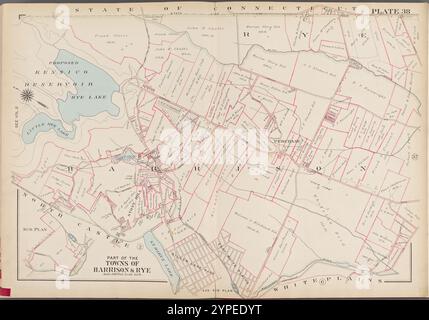 Westchester, V. 1, Double Page Plate No. 38 [Map Bounded by State of Connecticut, White Plains, North Castle] 1910 - 1911 Stockfoto