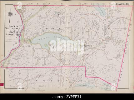 Westchester, V. 2, Double Page Plate No. 43 [Map Bounded by Putnam County, State of Connecticut, Lewisboto, Somers] 1910 - 1911 Stockfoto