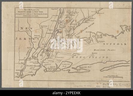 Karte des Fortschritts der Armeen seiner Majestät in New York während des späten Wahlkampfes: Illustriert die Berichte, die in der London Gazette 1776 veröffentlicht wurden Stockfoto