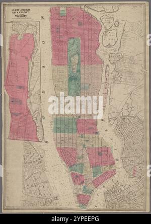 New-York City, County und Umgebung / vorbereitet von M. Dripps, für Valentine's Manual 1866. Von Valentine, D. T. (David Thomas), 1801-1869 Stockfoto