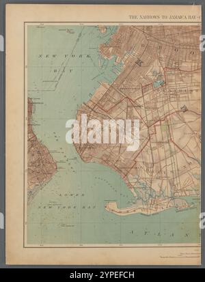 Double Page Plate No. 4: The Narrows to Jamaica Bay - Coney Island North to Brooklyn 1891 von Bien, Julius, 1826-1909 Stockfoto