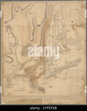 Ein Plan von New York Island, Teil von Long Island, Staten Island & East New Jersey, mit einer besonderen Beschreibung des Einsatzes auf den Waldhöhen von Long Island, zwischen Flatbush und Brooklyn am 27. August 1776 1776 von Faden, William, 1749-1836 Stockfoto