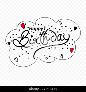 Vektor-Illustration der handgeschriebenen Happy Birthday Kalligraphie auf transparentem Hintergrund Stock Vektor