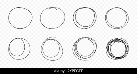 Vektor-Hand gezeichnete Kreise auf transparentem Hintergrund Stock Vektor