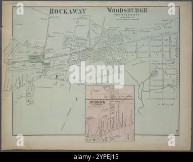 Rockaway Woodsburgh, Town of Hempstead, Queens Co. - Merrick, TN. Of Hempstead, Queens Co. 1873 von Beers, F. W. (Frederick W.) Stockfoto