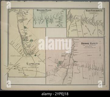 Yaphank, Tn. Von Brookhaven. - Brookhaven, Stadt Brookhaven, Suffolk Co. - Millers Place, TN. Of Brookhaven, Suffolk Co. - East Patchogue, Town of Brookhaven, Suffolk Co. 1873 by Beers, F. W. (Frederick W.) Stockfoto