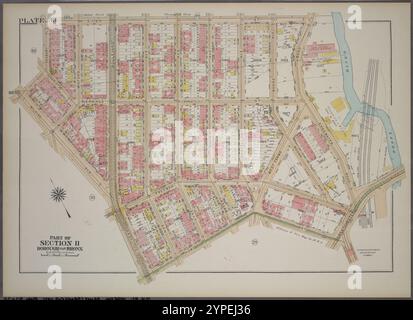 Platte 38, Teil von Abschnitt 11, Borough of the Bronx. [Begrenzt durch E. 172nd Street, Edgewater Road, Westchester Street, Home Street, Southern Boulevard, Wilkins Avenue, E. 170th Street und Seabury Place.] 1921 von G.W. Bromley & Co. Stockfoto