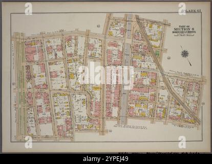 Platte 61, Teil von Abschnitt 11, Borough of the Bronx. [Begrenzt durch E. 188th Street, Webster Avenue, E. 189th Street, Washington Avenue, E. 187th Street, Lorillard Place, E. 184th Street, Webster Avenue, E. 183rd Street und Grand Boulevard.] 1921 von G.W. Bromley & Co. Stockfoto