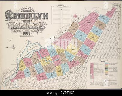 Versicherungskarten der Stadt Brooklyn, New York, Band 9. Veröffentlicht von der Sanborn MAP co. 117, Broadway, New York. 1888. 1884 - 1936 Stockfoto