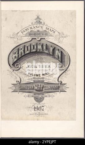 Versicherungskarten der Stadt Brooklyn, New York, Band 9. Veröffentlicht von der Sanborn MAP co. 11, Broadway, New York. 1907. 1884 - 1936 Stockfoto