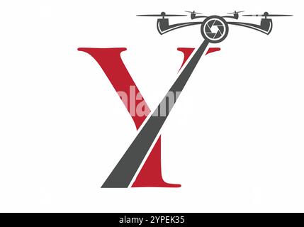 Initial Letter Y Drohne Logo Konzept für Fotografie Symbol Vektor Vorlage Stock Vektor