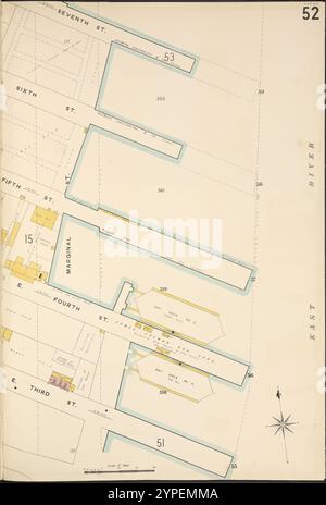 Manhattan, V. 2, Platte Nr. 52 [Karte begrenzt durch East River, 3rd St., 7th St.] 1884 - 1936 Stockfoto