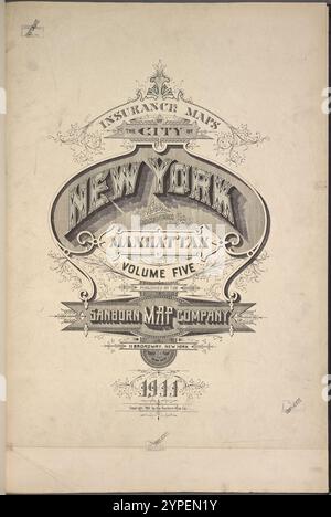 Versicherungskarten der Stadt New York. Borough of Manhattan. Band 5. Veröffentlicht von der Sanborn Map Co., 115 Broadway. Skalieren Sie 50 Fuß bis 1 Zoll. 1911 1911 Stockfoto