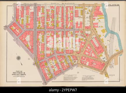 Double Page Plate No. 38, Teil von Section 11, Borough of the Bronx: [Begrenzt durch E. 172nd Street, (Bronx River) Edgewater Road, Westchester Avenue, Home Street, Southern Boulevard, Wilkins Avenue, E. 170th Street and Seabury Place] 1942 Stockfoto