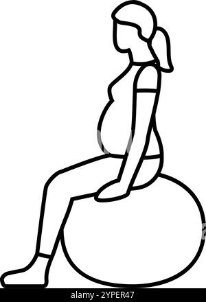 Vogel Hund Pose schwanger Fitness Linie Symbol Vektor Illustration Stock Vektor