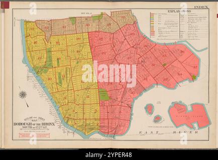 Umriss- und Indexkarte, Borough of the Bronx. Südlich der 172nd Street 1942 - 1957 Stockfoto