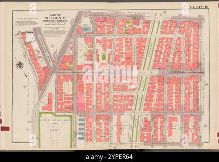 Double Page Plate No. 18, Teil von Abschnitt 9, Borough of the Bronx: [Begrenzt durch E. 169th Street, Grant Avenue, E. 166th Street, Jerome Avenue und Shakespeare Avenue] 1942 - 1957 Stockfoto