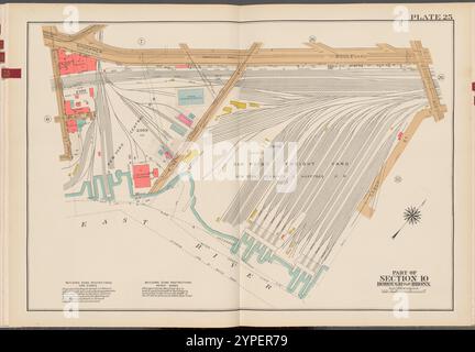 Double Page Plate No. 25, Teil von Section 10, Borough of the Bronx: [Begrenzt durch Bruckner Boulevard, Leggett Avenue, Cabot Street, East River und E. 141st Street] 1942 - 1957 Stockfoto
