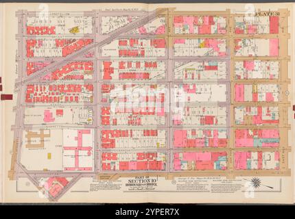 Double Page Plate No. 31, Teil von Section 10, Borough of the Bronx: [Begrenzt durch Longfellow Avenue, East Bay Avenue, Tiffany Street, Burnet Place, Barry Street und Lafayette Avenue] 1942 - 1957 Stockfoto