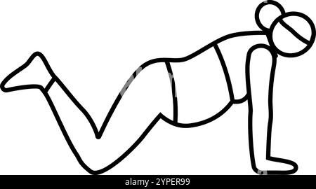 Modifizierte Plank schwanger Fitness Linie Symbol Vektor Illustration Stock Vektor