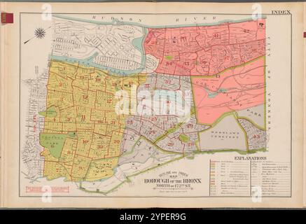 Umriss- und Indexkarte, Borough of the Bronx. Nördlich der 172nd Street 1938 - 1957 Stockfoto