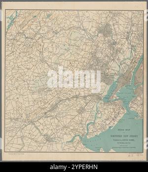 Straßenkarte von Northern New Jersey 1890 von Stevens & Morris Stockfoto
