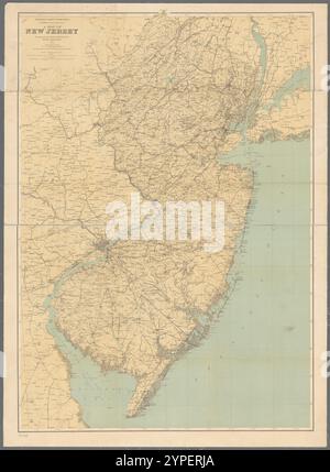 Eine Karte von New Jersey, die den Jahresbericht des State Geologist for 1891 begleitet: From original Surveys by C. Vermeule, Topograph; basierend auf der Triangulation des U.S. Coast and Geodetic Survey 1891 von Smock, John C. (John Conover), 1842-1926 Stockfoto