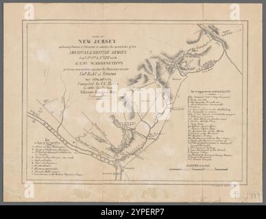 Teil von New Jersey: Trenton & Princeton, um die Operationen der amerikanischen und britischen Armeen Jany auszustellen. 1., 2. Und 3., 1777 mit Genl. Washingtons frühere Bewegungen gegen die Hessianer unter Slg. Rahl in Trenton, Dez. 25. Und 26. 1776 1859 Stockfoto