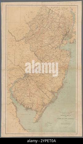 Fortschrittskarte des Bundesstaates New Jersey, 1880 1880 von Cook, George Hammell, 1818-1889 Stockfoto