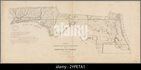 Eine Platte, die den Zustand der Vermessungen im Territorium von Florida 1840 zeigt, von Stone, William James, 1798-1865 Stockfoto