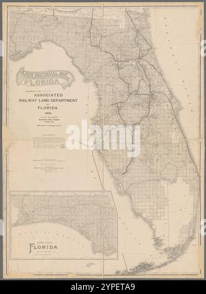 Eine neue Schnittkarte von Florida 1890 Stockfoto