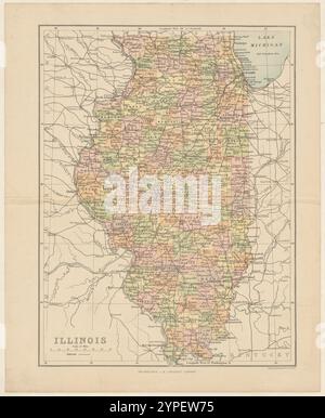 Illinois 1890 von John Bartholomew & Co. Stockfoto
