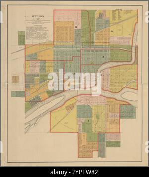 Ottawa, Illinois, 1898 : gelegen an den Abschnitten 1,2, 3,10,11,12,13,14 und 15 1898 von Stucker, N.C. Stockfoto